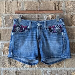Ariat Southwestern Embroidered Boyfriend Jean Shorts Size 26R